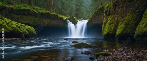 Punch Bowl Falls along the Eagle Creek Trail in Oregon  photo