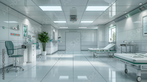 Sterile white walls and gleaming tile floors create  while strategically placed surgical lights ensure the surgical field is well-illuminated, Generative Ai 