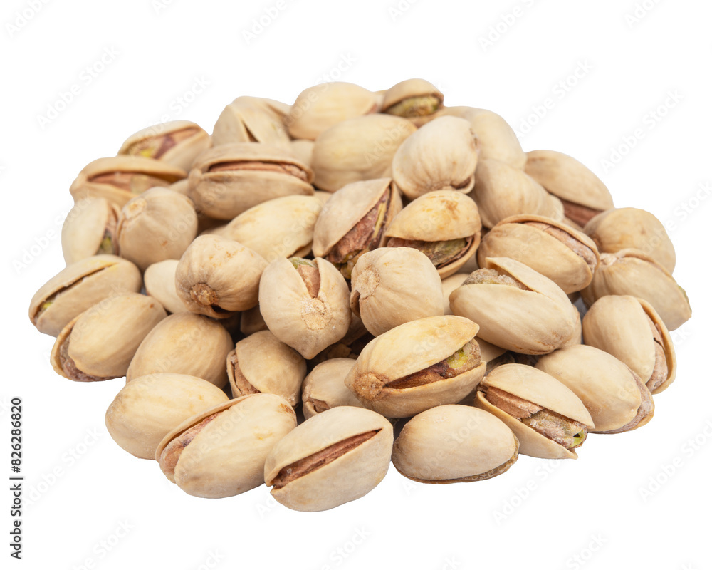 Pistachio nuts in shells, isolated on a white background Pistachio nuts in shells, isolated on a white background