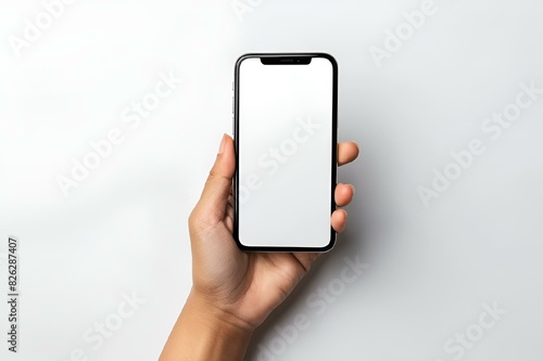 AI generated illustration of a person holding a smartphone with a blank white screen