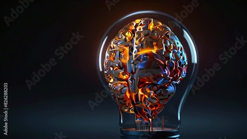 brain concept in light bulb, brainstrom concept photo