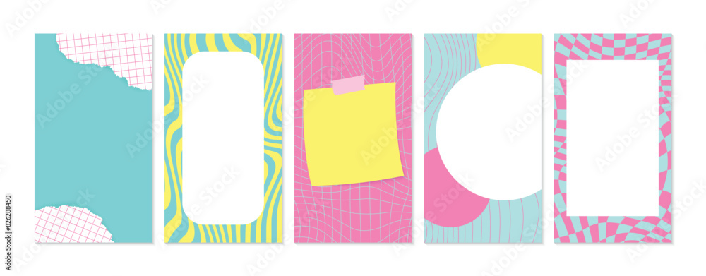 90s backgrounds design for social media. Vector vertical templates collection for stories in social media 90s backgrounds design for social media. Vector vertical templates collection for stories in social media