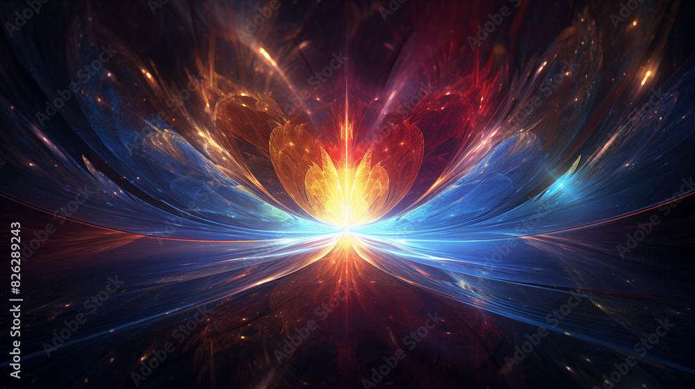 Radiant Abstract Light Burst - Fiery and Cool Hues Radiant Abstract Light Burst - Fiery and Cool Hues