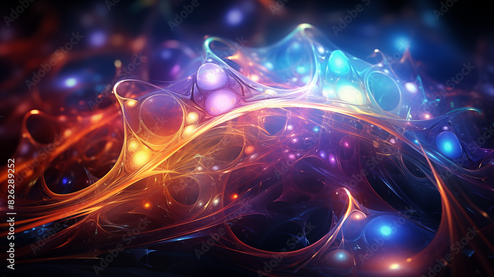 Intricate Abstract Luminescent Network - Glowing Spheres and Webs Intricate Abstract Luminescent Network - Glowing Spheres and Webs