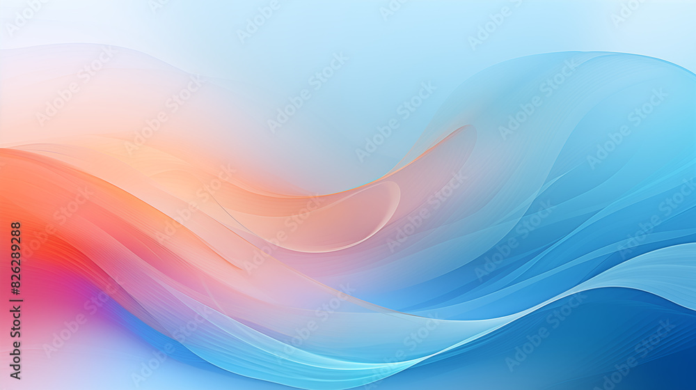 Calming Blue and Orange Gradient Wave Abstract Art