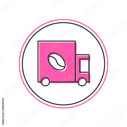Filled outline Coffee street truck machine icon isolated on white background. Delivery coffee. Vector