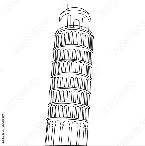 Pisa Tower italy vector illusration isolated on white background editable graphic.