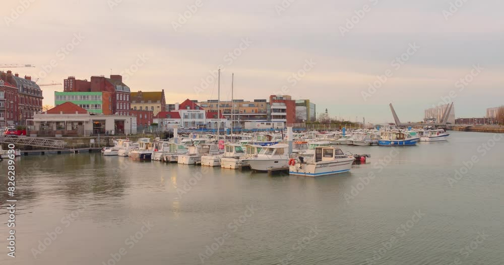 The Port Of Dunkerque In Dunkirk, France - Wide Shot The Port Of Dunkerque In Dunkirk, France - Wide Shot