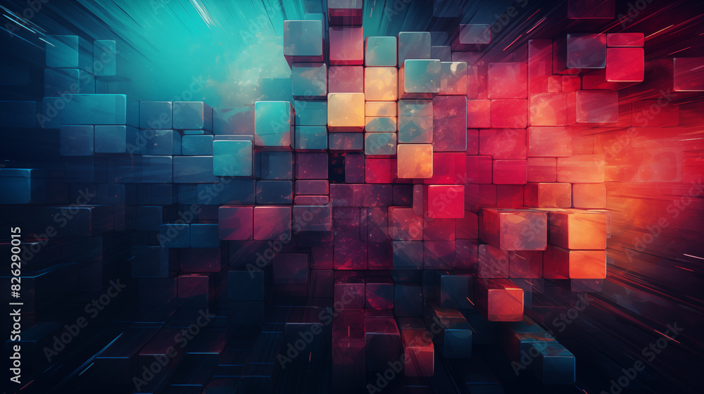 Abstract 3D Cubes in Vibrant Colors Abstract 3D Cubes in Vibrant Colors
