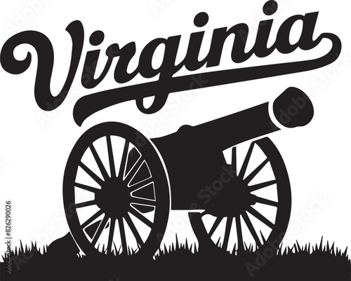 Virginia American Revolution Cannon Vector Illustration