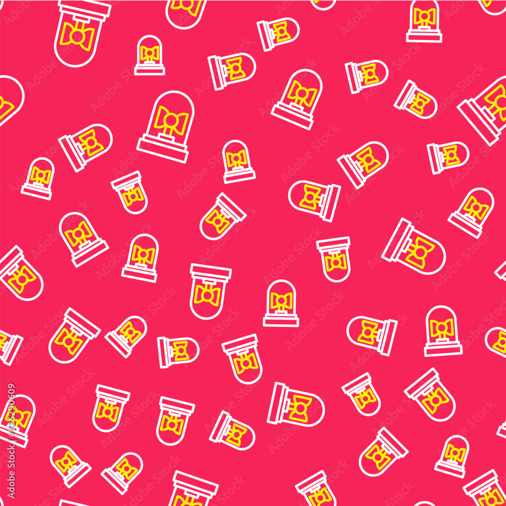 Line Flasher siren icon isolated seamless pattern on red background. Emergency flashing siren. Vector Line Flasher siren icon isolated seamless pattern on red background. Emergency flashing siren. Vector