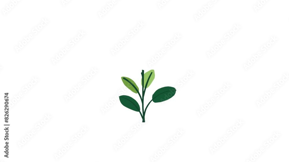 Plant with 9 leaves grows and germinates on white background Plant with 9 leaves grows and germinates on white background