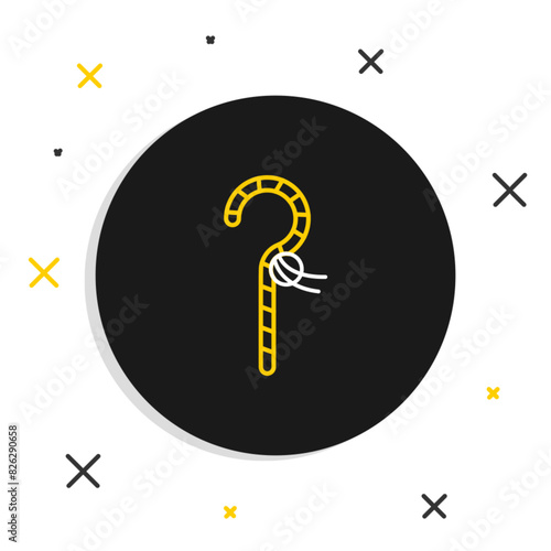 Line Crook icon isolated on white background. Ancient Egypt symbol. Scepters of egypt. Colorful outline concept. Vector