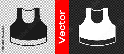 Black Female crop top icon isolated on transparent background. Undershirt. Vector