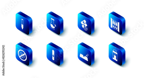 Set Bong, Medical nicotine patches, Cigar, Vape mod device, Ashtray with cigarette, No tobacco leaf and Cigarette icon. Vector