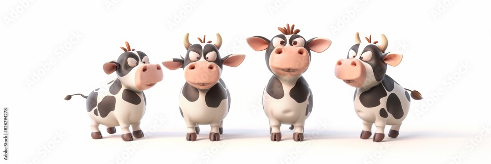 Cow. 3D rendering cute animal isolated over white background. Cow. 3D rendering cute animal isolated over white background.