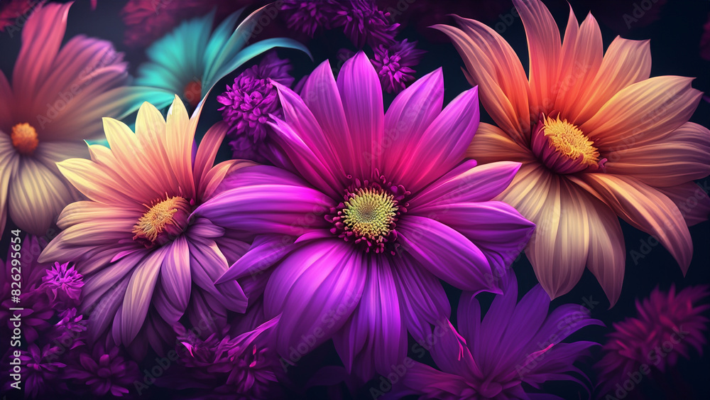 Beautiful fantasy wallpaper with botanical flower background Beautiful fantasy wallpaper with botanical flower background