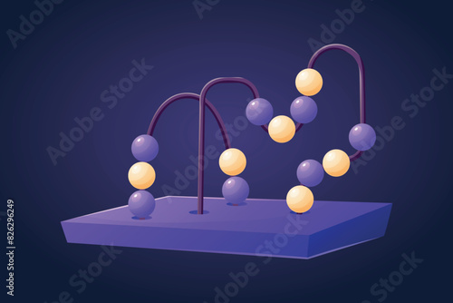 Children's educational logic toy with balls. Vector isolated cartoon illustration, baby activity.