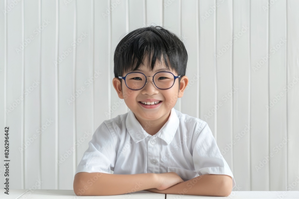 asian boy schoolboy in glasses sitting at table, school, studying, vision problem, vision correction, optics, ophthalmology asian boy schoolboy in glasses sitting at table, school, studying, vision problem, vision correction, optics, ophthalmology