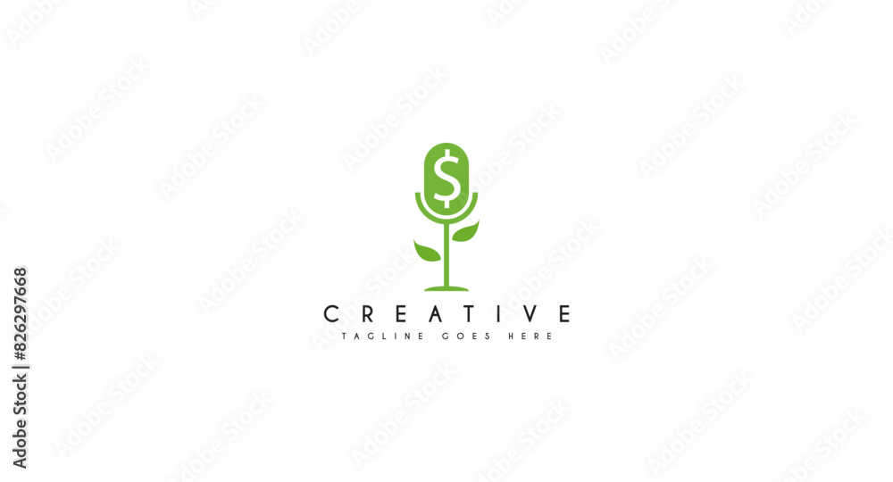 Plant with dollar icon for financial growth logo design vector illustration. Plant with dollar icon for financial growth logo design vector illustration.