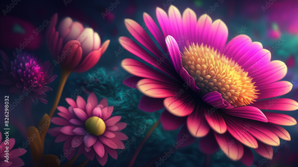 Beautiful fantasy wallpaper with botanical flower background Beautiful fantasy wallpaper with botanical flower background