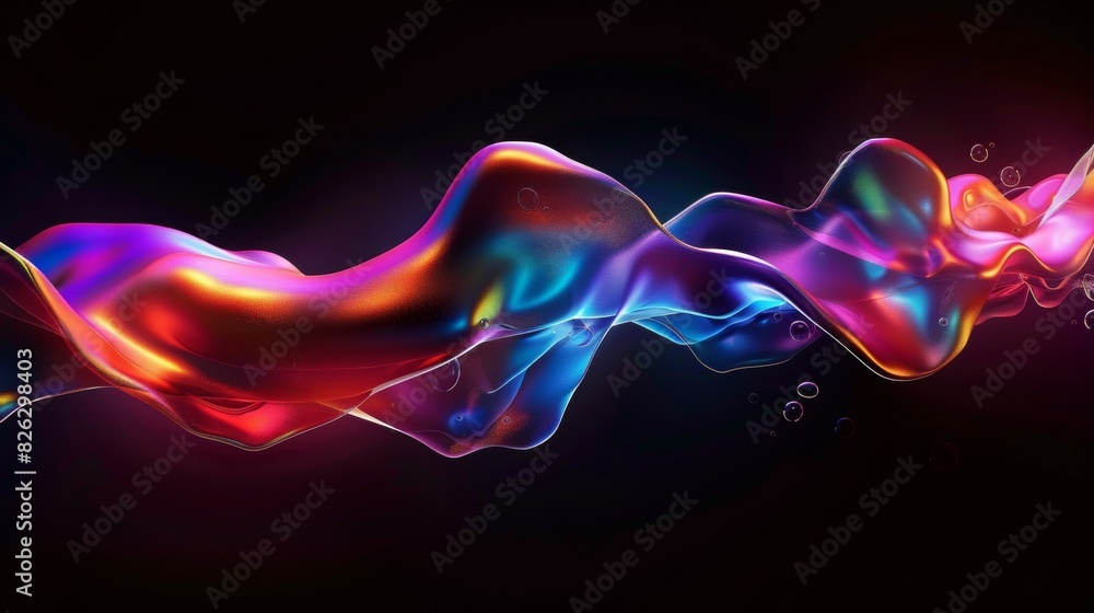 Computer image of a colorful wave on black background Computer image of a colorful wave on black background