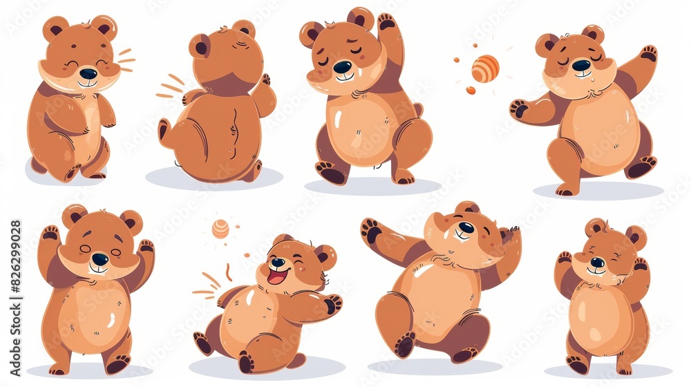 This cartoon clip shows a brown bear with a teddy. He is sleeping or dancing. A wild forest mammal is eating honey. This modern graphic shows grizzly bears doing various activities. This cartoon clip shows a brown bear with a teddy. He is sleeping or dancing. A wild forest mammal is eating honey. This modern graphic shows grizzly bears doing various activities.