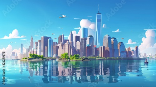 Skyline of New York City with monuments and towers
