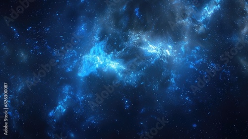 Blue Space. Cosmic Starry Background of the Deep Universe and Nebula