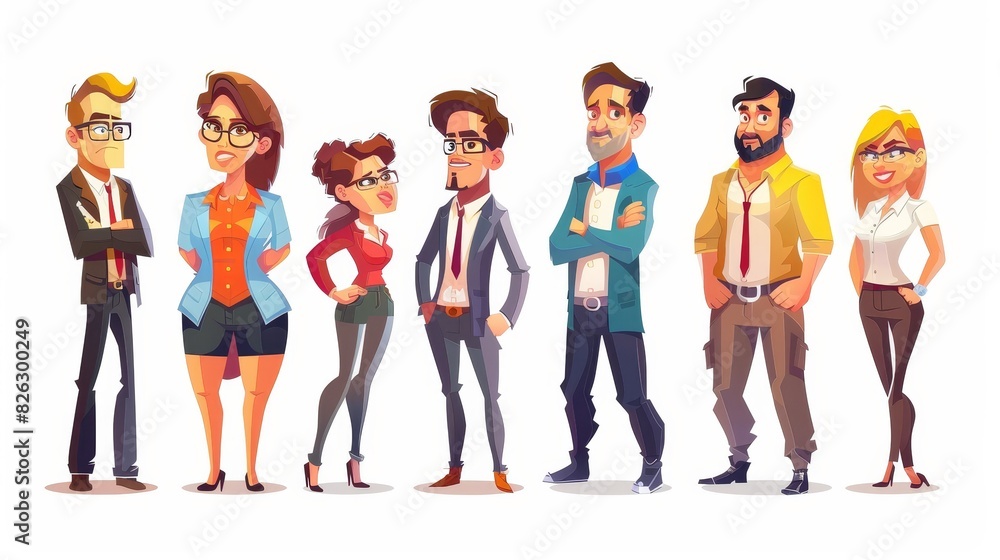 Illustration set of businessmen and women