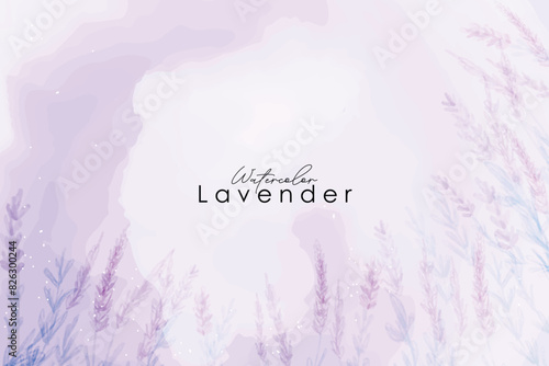Lavender card watercolor background. Provence flowers banner backgrounds. lavender border, watercolor painting, hand drawn
