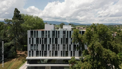 Wallpaper Mural Jib up of a beautiful apartment building with a terrace on the rooftop in a small suburban town Torontodigital.ca