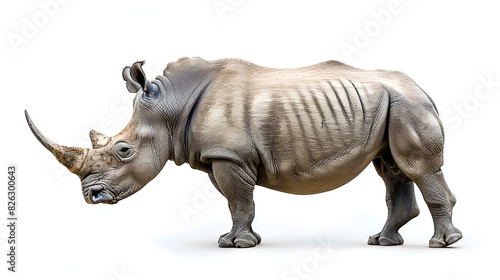 white rhinoceros isolated on white background Generative Ai 