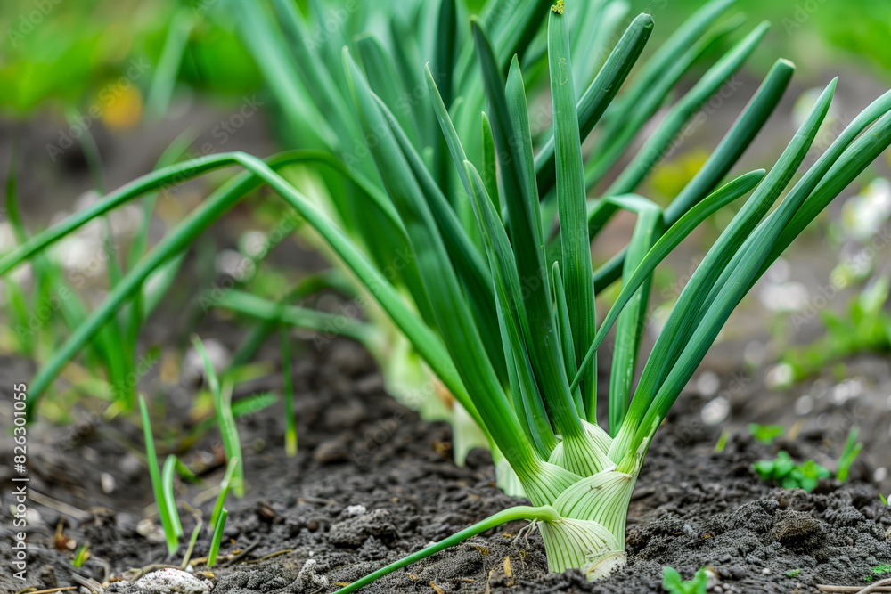 Obraz premium Close-up onions growth