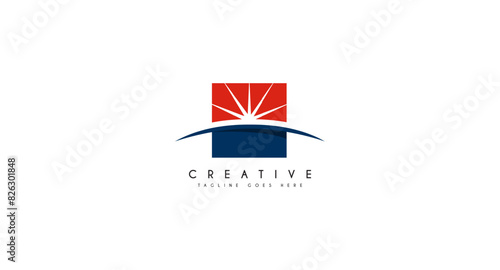 Sun Rays Horizon Logo design vector illustration. Free Download Sun Rays Horizon Logo design vector illustration. - GFXLoad