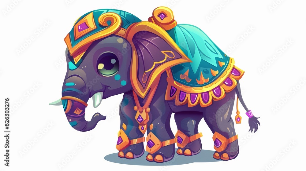 Illustration of cute elephant cartoon on white background in modern format
