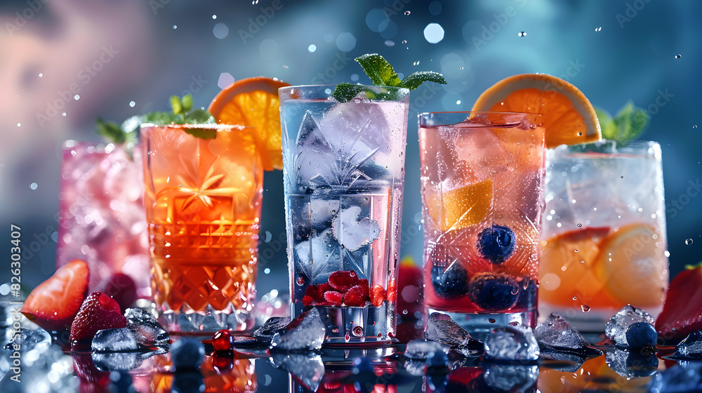 Craft cocktail bartender competition concept: High res image of mixologists showcasing skill and creativity in competition, glossy backdrop. Craft cocktail bartender competition concept: High res image of mixologists showcasing skill and creativity in competition, glossy backdrop.