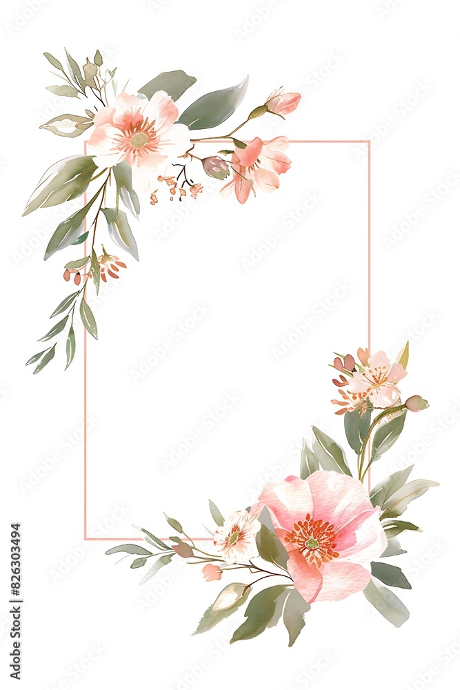 Naklejka premium Colorful watercolor-style flower frame