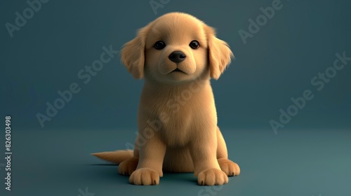 Golden retriever puppy on an isolated background. Generative AI.