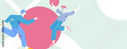 People exercising healthy running vector internet operation illustration
