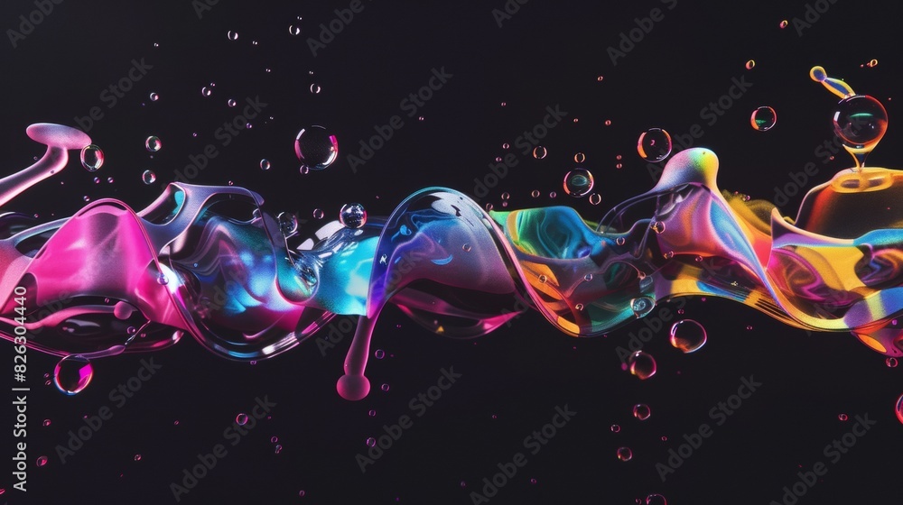 A black background displaying a colorful rainbow and bubbles A black background displaying a colorful rainbow and bubbles