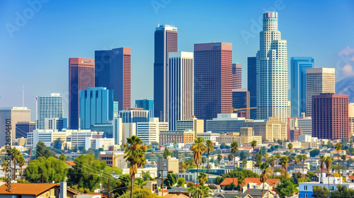 Los Angeles City Skyline: Urban Landscape View photo