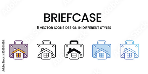 Briefcase icons vector set stock illustration.