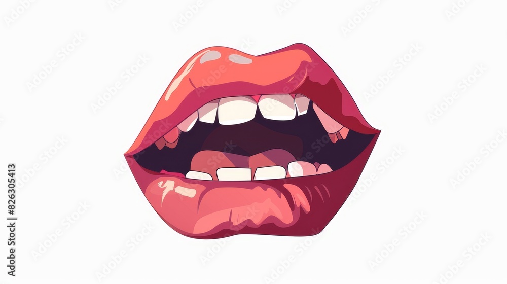 The mouth animation modern cartoon flat lips talk expression character is isolated on a white background. The mouth animation modern cartoon flat lips talk expression character is isolated on a white background.
