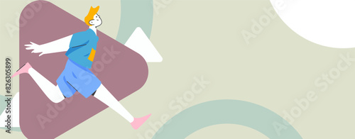People exercising healthy running vector internet operation illustration
