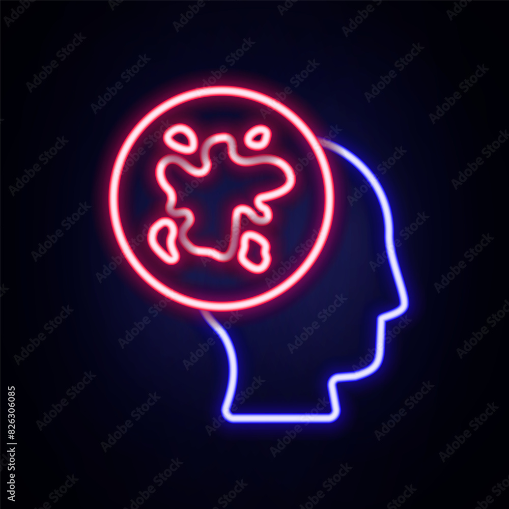 Obraz premium Glowing neon line Paint spray icon isolated on brick wall background. Colorful outline concept. Vector