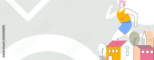 People exercising healthy running vector internet operation illustration
