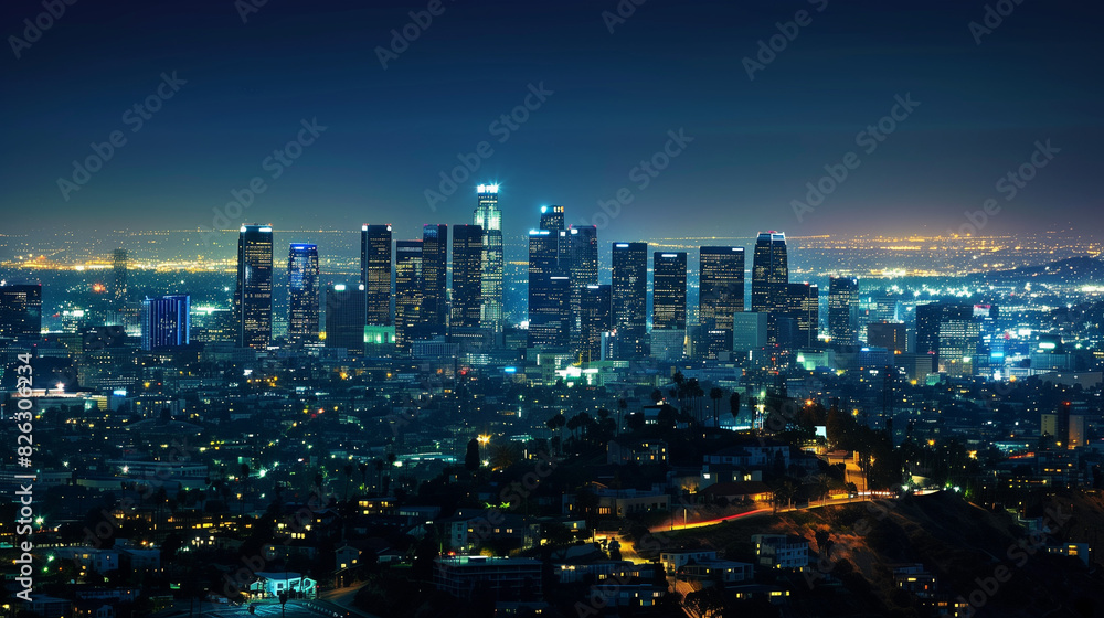 Nighttime Views of Los Angeles Skyline
