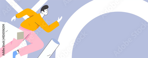 People exercising healthy running vector internet operation illustration
