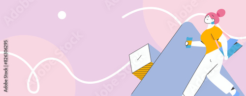 People exercising healthy running vector internet operation illustration
